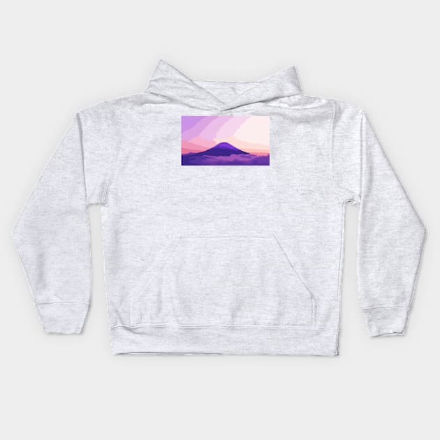 Sunset Over Mount Fuji Digital Painting Kids Hoodie by gktb